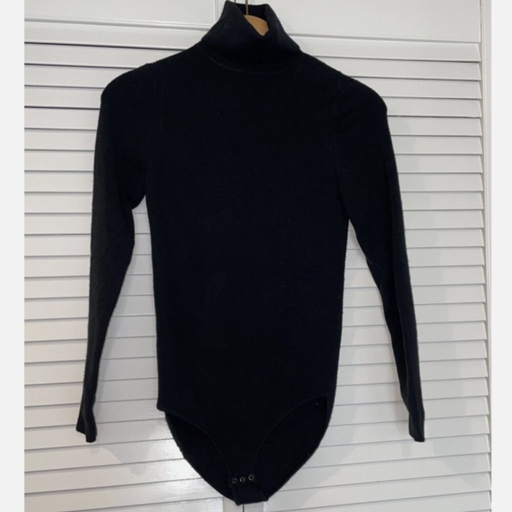 Loulou Studio Wool Sweater Bodysuit Small Black Galora Turtleneck